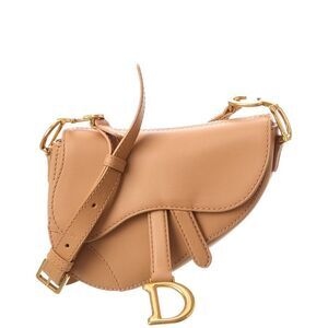 Dior Small Leather Saddle Bag, Brown